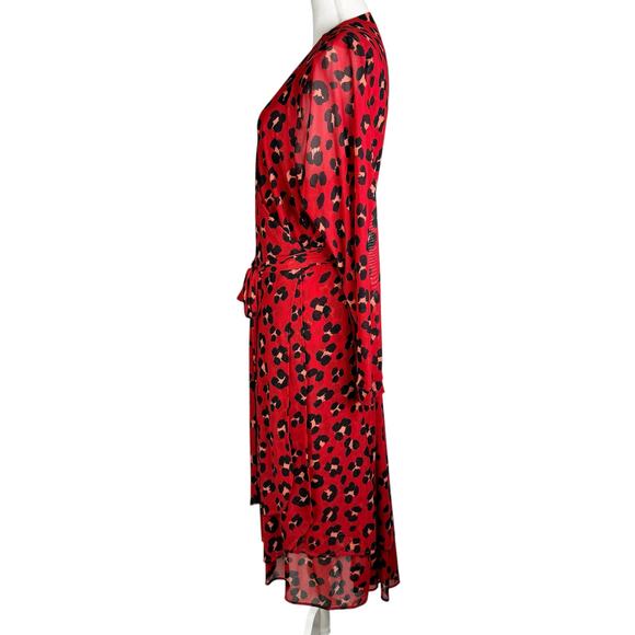 CAbi #5571 Siren Wrap Dress Midi Length V-Neckline Leopard Print Red XXL - Picture 7 of 12